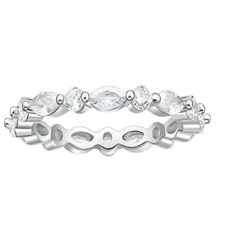 Silver Diamond Ring With High Sense Ring All-match Women's Silver Jewelry