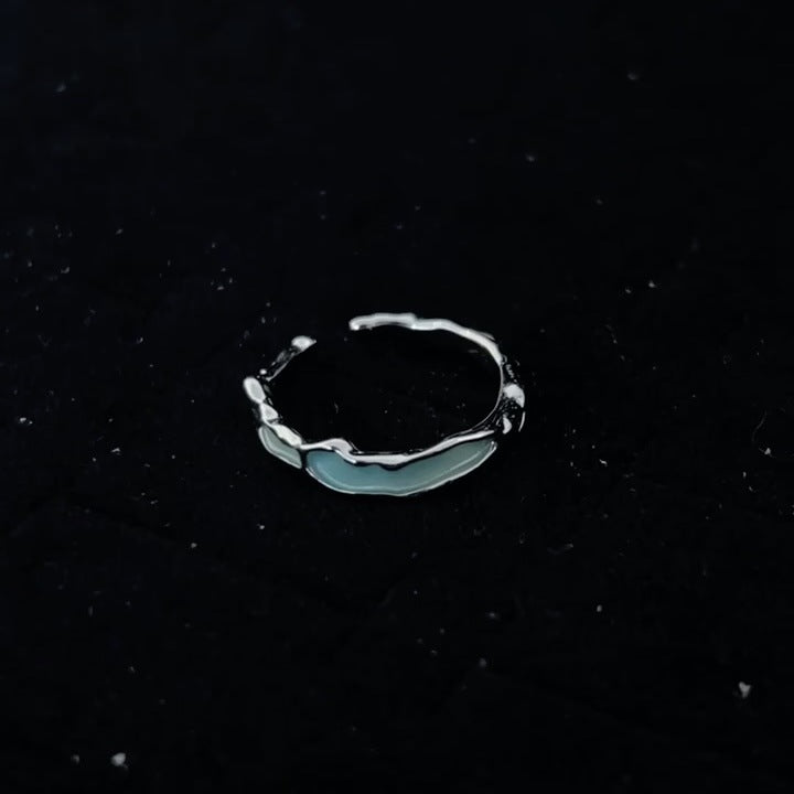 Original Navy Blue Enamel Texture Couple Couple Rings