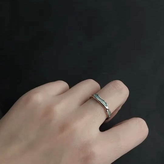 Original Navy Blue Enamel Texture Couple Couple Rings