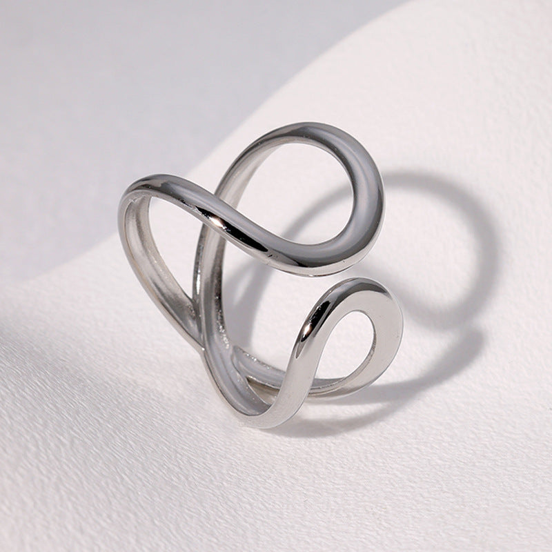 Geometric Asymmetric Minimalistic Personalized Advanced Sense Gold-plated Open Ring